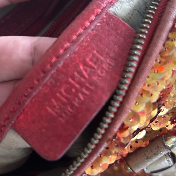 Michael Kors Grayson Sparkling orange Sequin Satchel - Picture 9 of 10